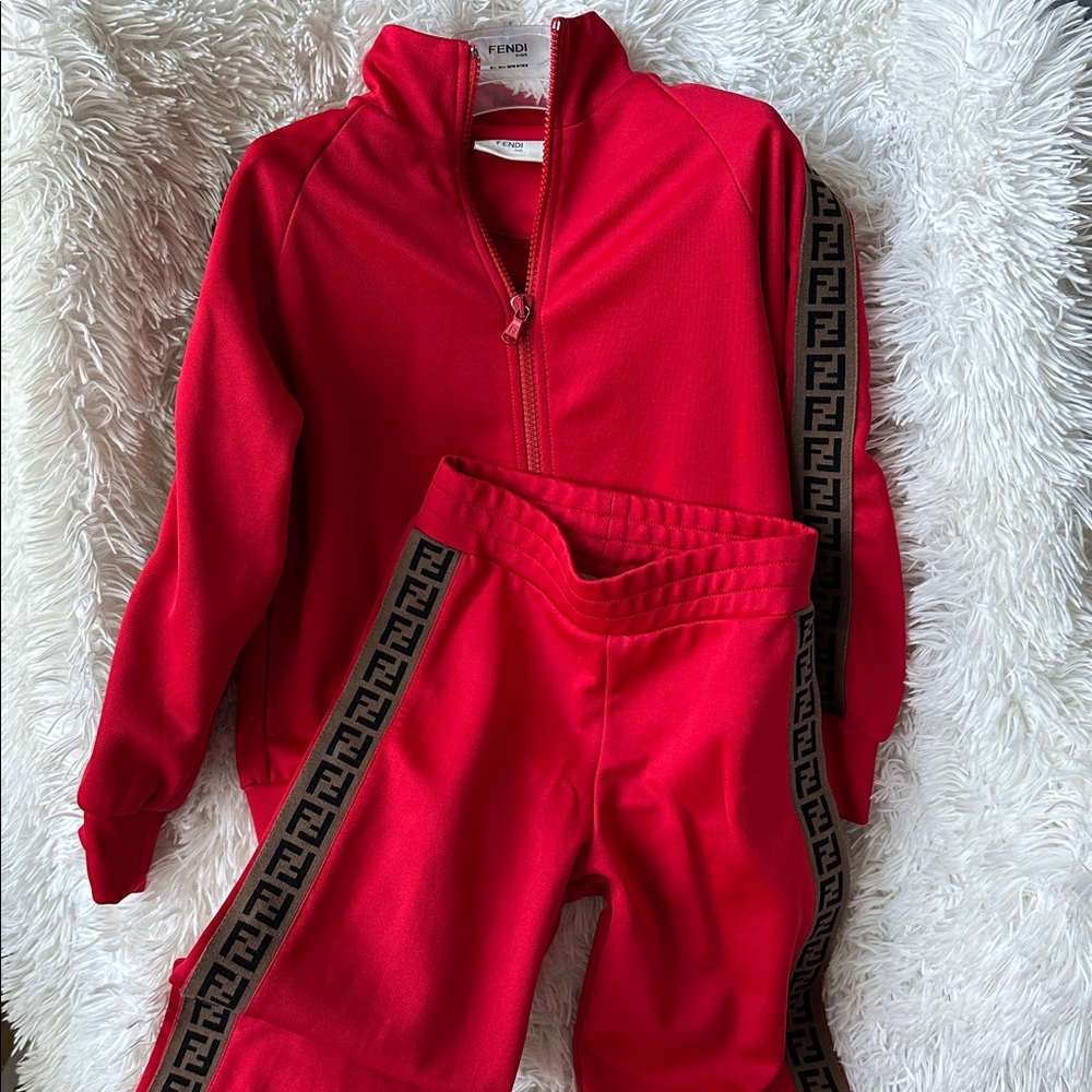 Fendi Red Tracksuit with Logo Accents